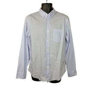 M NEW J Crew Men’s Blue White Striped Long Sleeve Button Down Shirt Medium